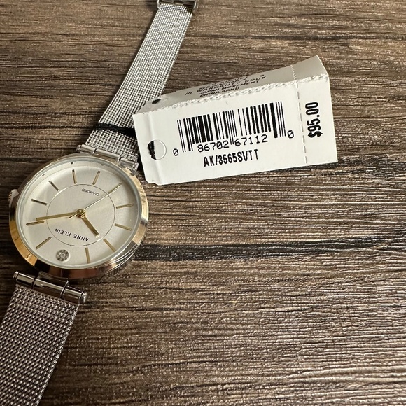 *ANNE KLEIN* Silver x Gold White Dial Women's Mesh Bracelet Watch NWT w/ Box - Picture 8 of 15